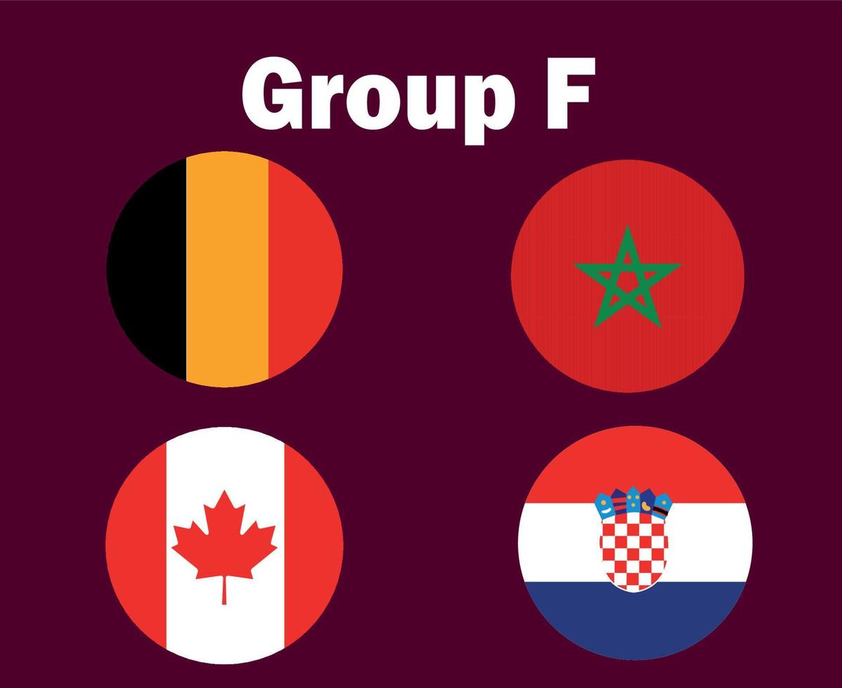 belgien kanada kroatien och marocko flagga emblem grupp f symbol design fotboll slutlig vektor länder fotboll lag illustration