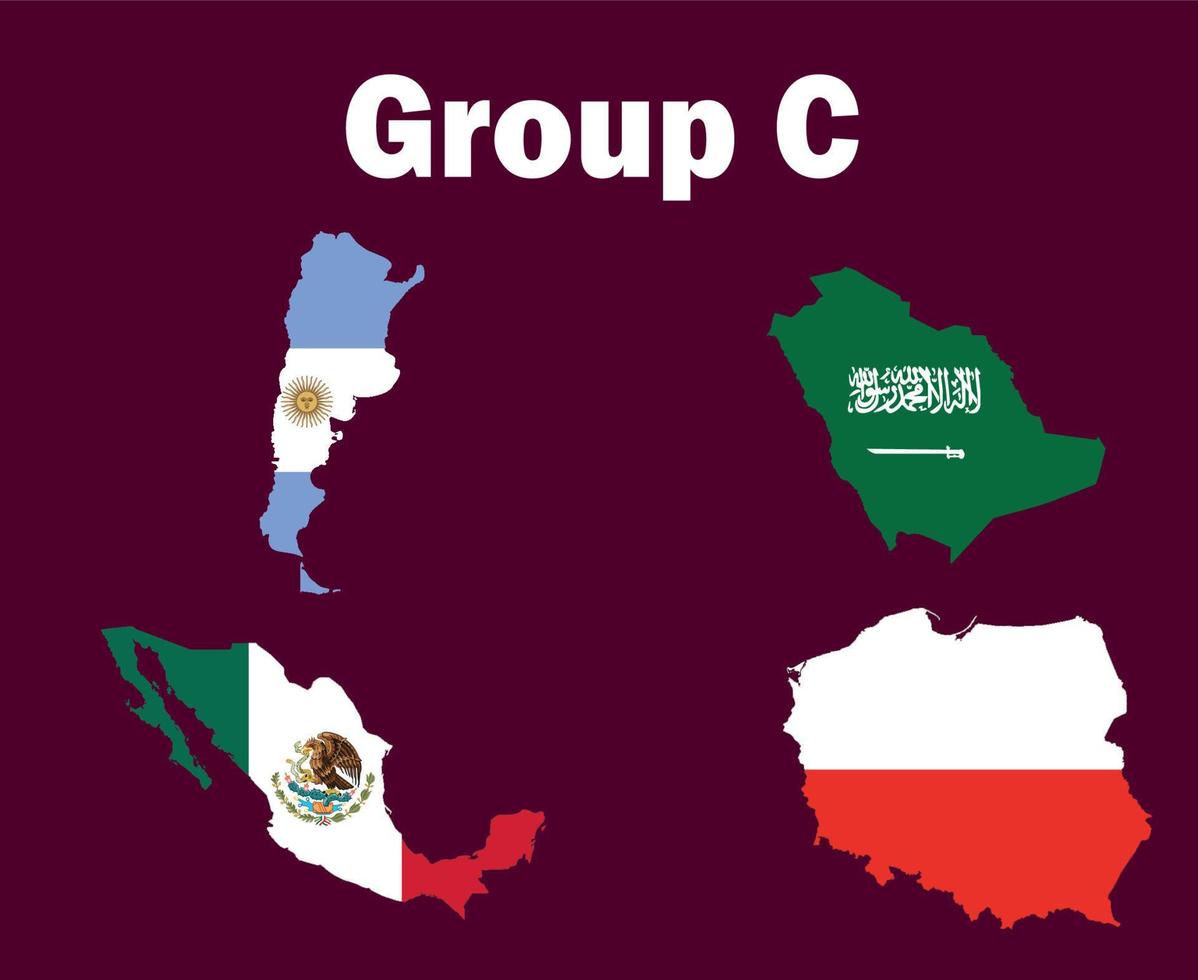 argentina polen mexico och saudi arabien Karta flagga grupp c symbol design fotboll slutlig vektor länder fotboll lag illustration