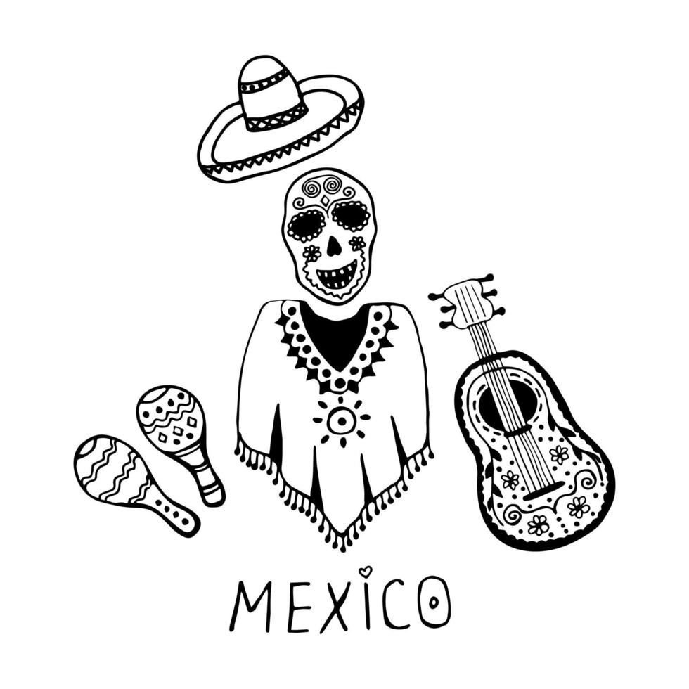 mexikanische symbole, niedliche clipart vektor