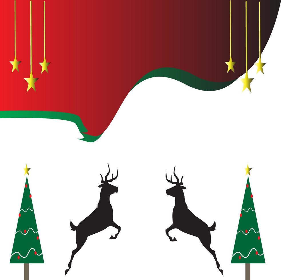 jul kort med ren och gåvor.traditionella företags- Semester kort med jul träd, renar, fåglar, utsmyckad blommig ramar, bakgrund och kopia Plats vektor