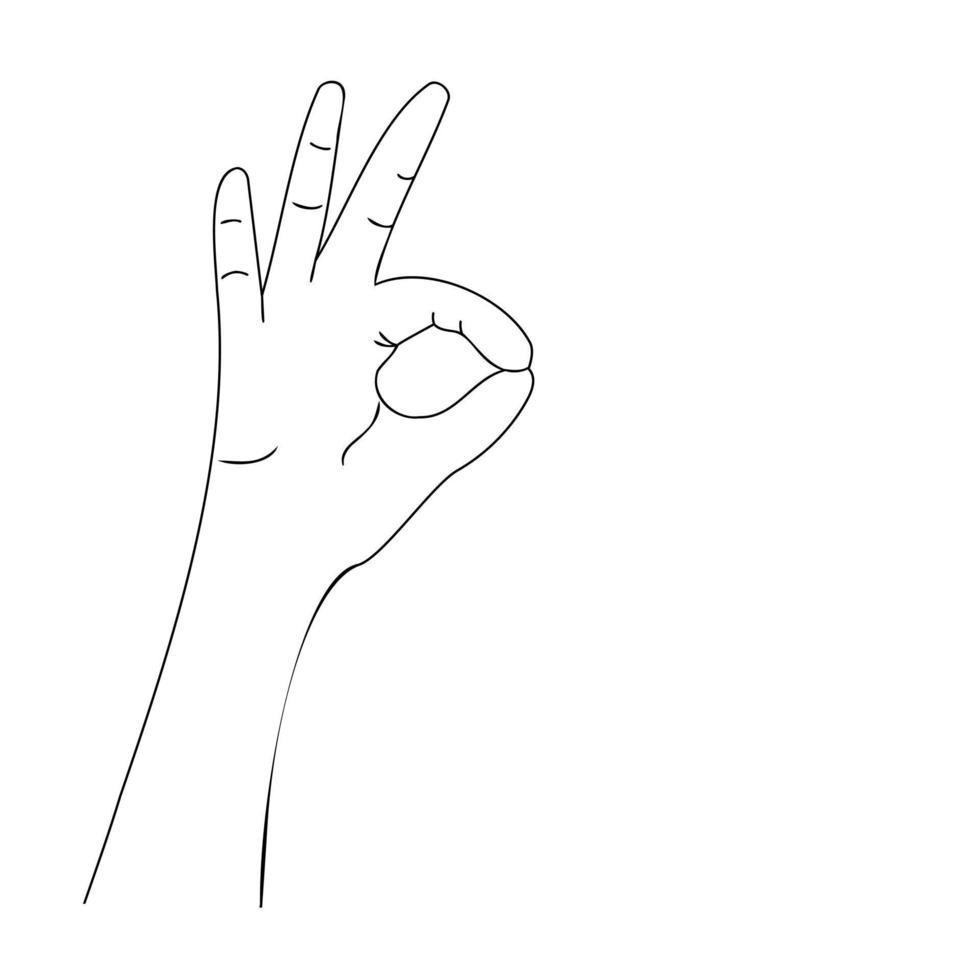 hand zeigt ok oder nullzeichen umrisssymbol vektor