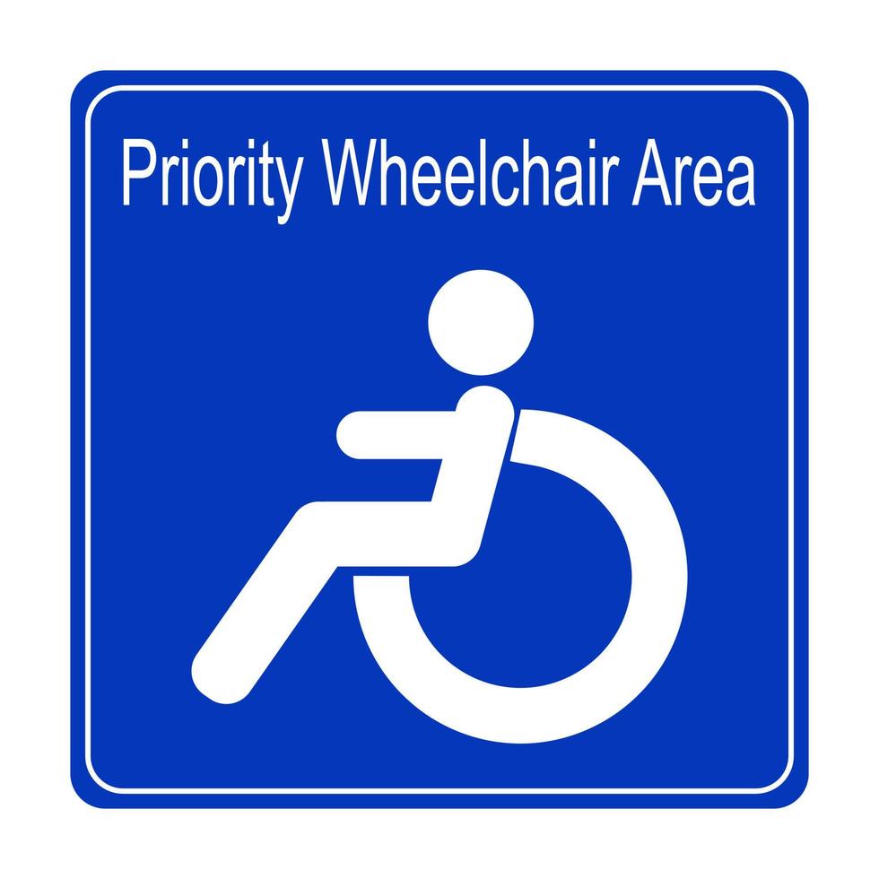 bevorzugter Sitzbereich für Personen im Rollstuhl oder mit einem Behindertenschild. vektor
