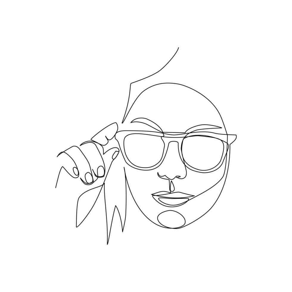 Vektorgrafik eines Mädchens mit Brille im Line-Art-Stil vektor