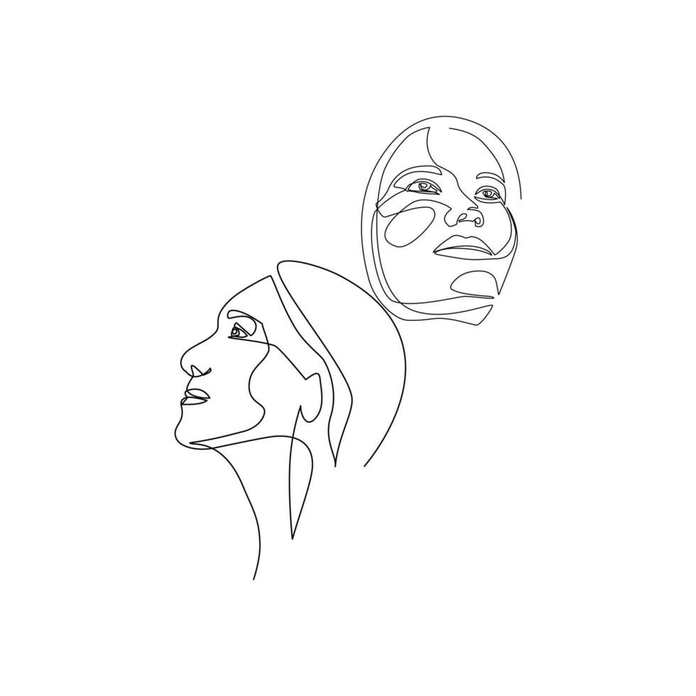 vektorillustration av ett kvinnligt porträtt ritat i linjekonststil vektor