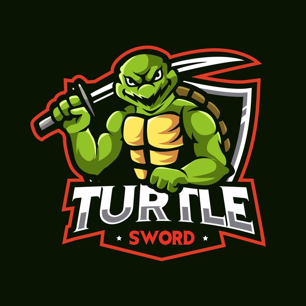 Turtle Ninja Maskottchen Logo Gaming Illustrationsvektor vektor