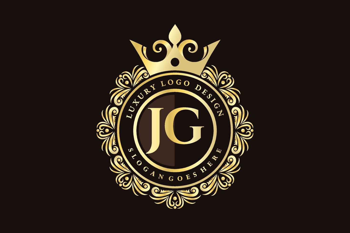 jg anfangsbuchstabe gold kalligrafisch feminin floral handgezeichnet heraldisch monogramm antik vintage stil luxus logo design premium vektor