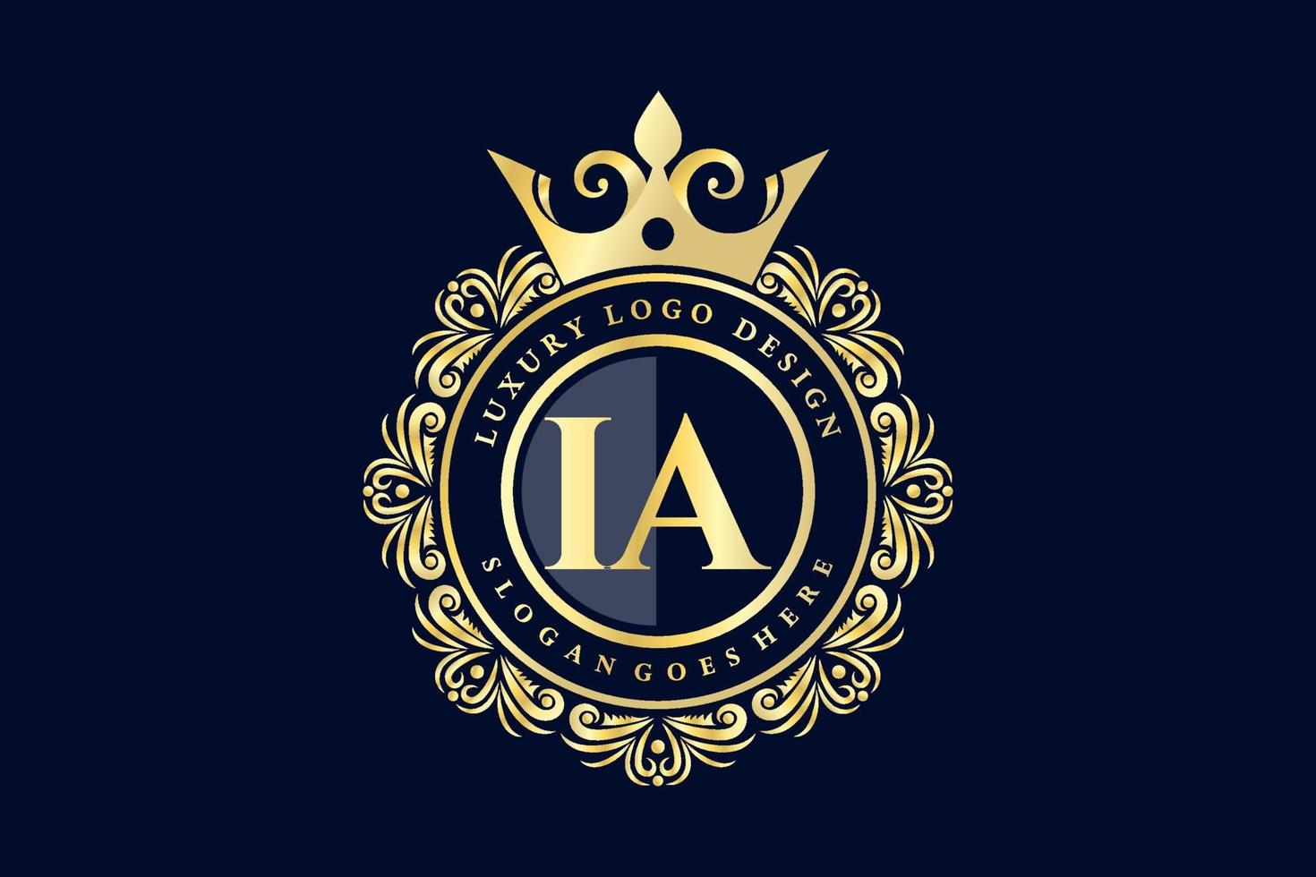 ia första brev guld calligraphic feminin blommig hand dragen heraldisk monogram antik årgång stil lyx logotyp design premie vektor