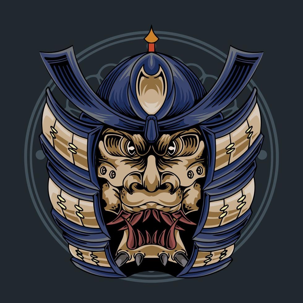 erstklassiges japanisches Samurai-Vektorillustrations-T-Shirt-Design vektor