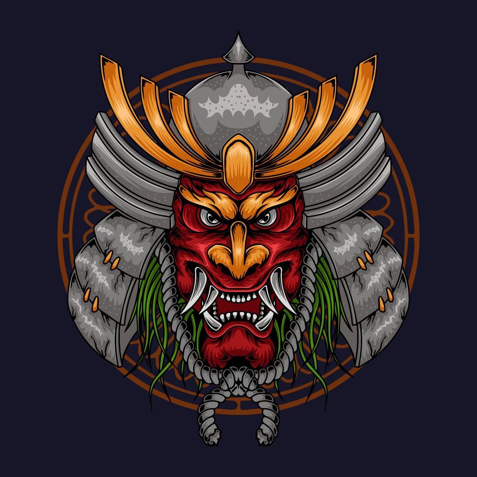 samuraj krigare mask illustration design vektor