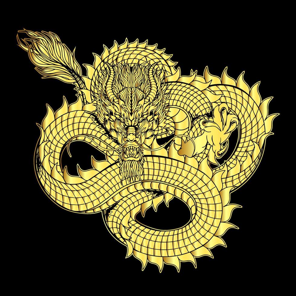 goldene chinesische dracheillustration vektor