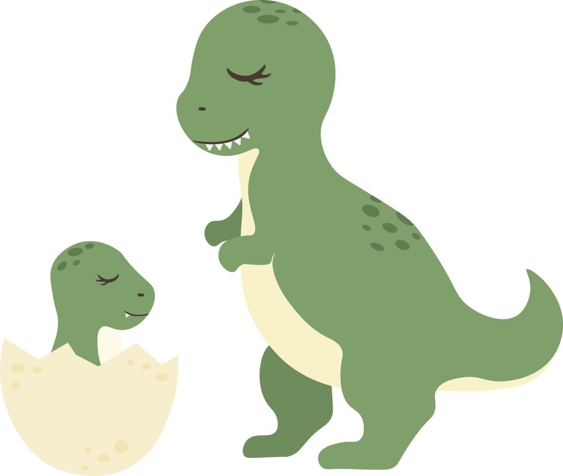 Dinosaurier mit einem Kind isolierte Vektorillustration auf weißem Hintergrund vektor