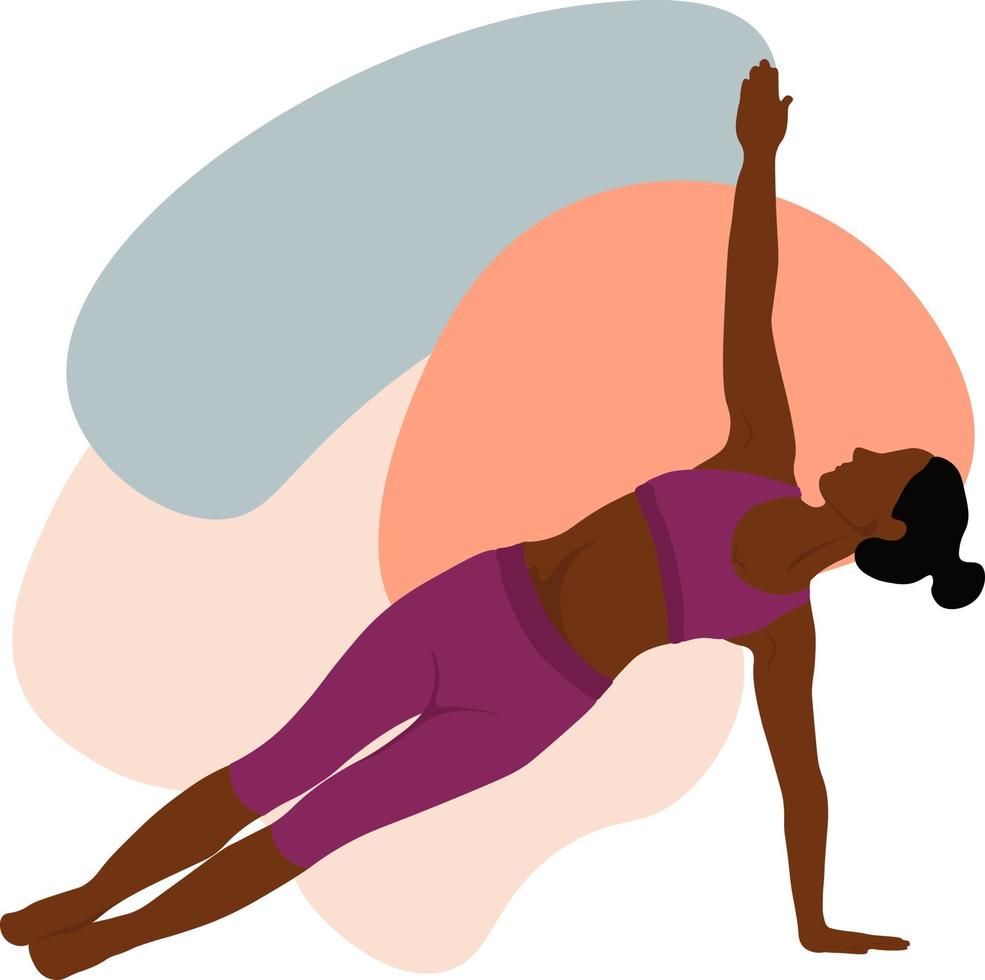 uppsättning av smal atletisk ung kvinna håller på med yoga och kondition. friska livsstil. samling av kvinna tecknad serie tecken demonstrera olika yoga positioner isolerat på vit bakgrund - vektor