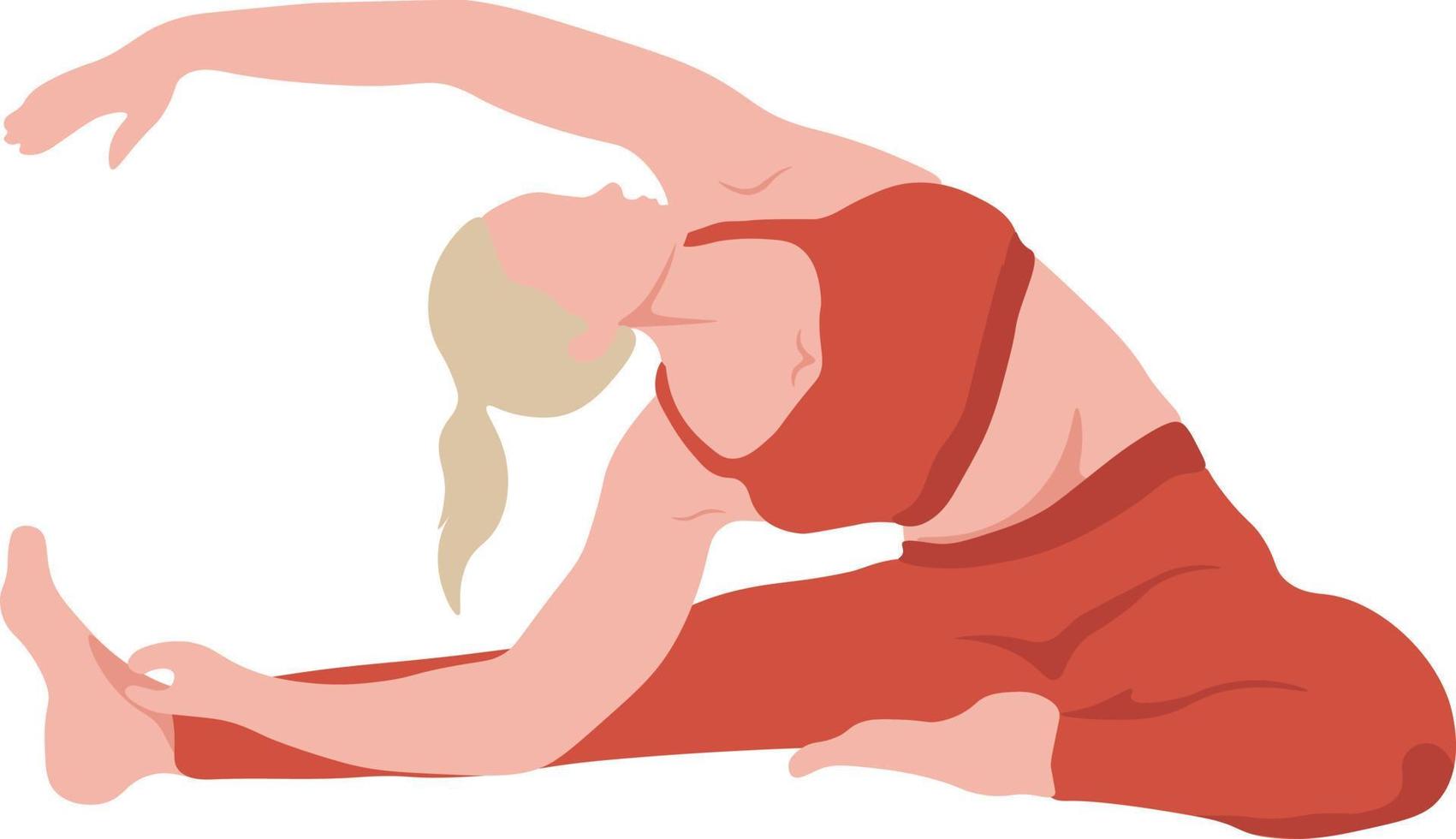 yoga tid begrepp, skön kvinna håller på med yoga övning vektor illustration. friska livsstil begrepp