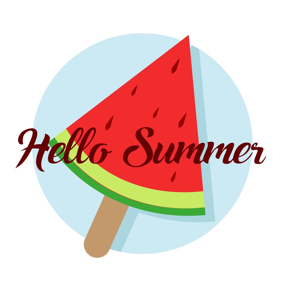 Hallo Sommertext und Wassermelone vektor