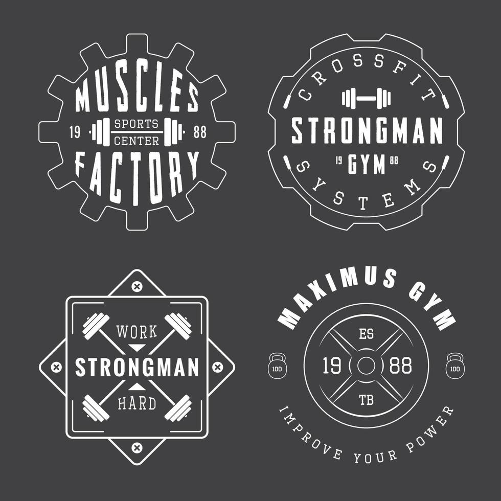 Set von Fitness-Logos, Etiketten und Slogans im Vintage-Stil vektor