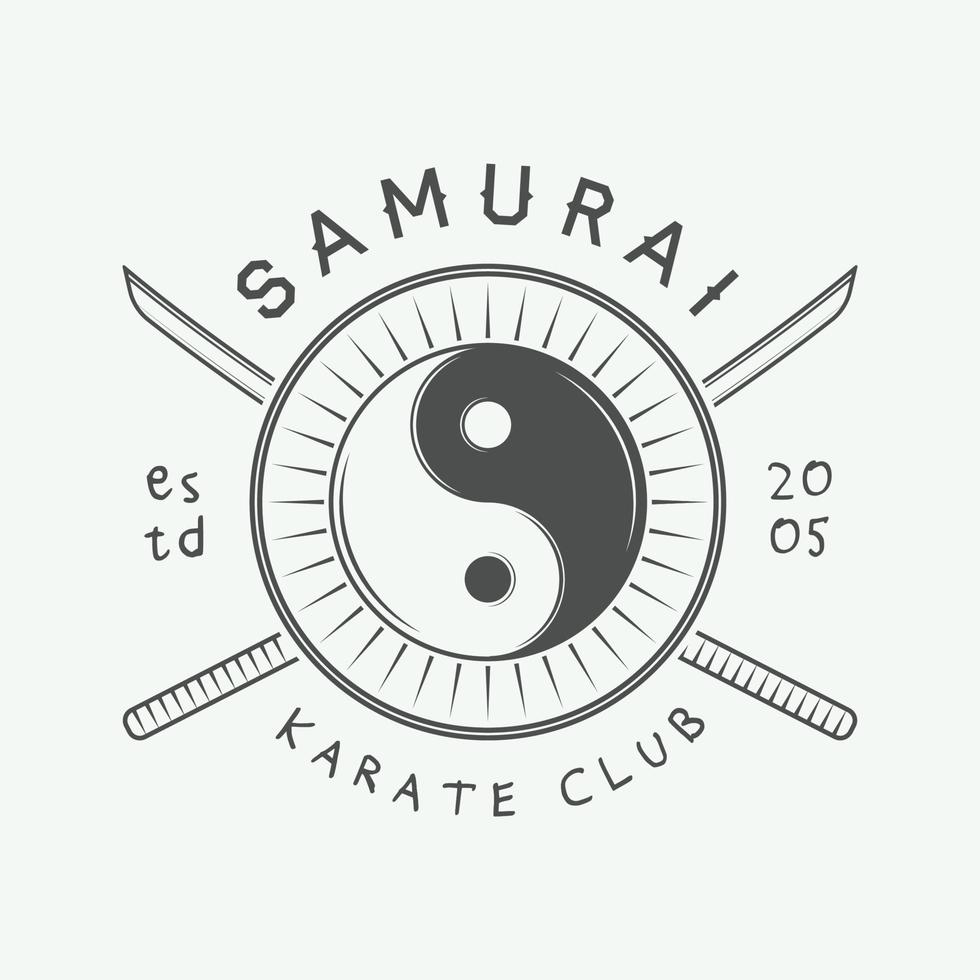 vintage karate oder martial arts logo, emblem, abzeichen, etikett und designelemente. Vektor-Illustration vektor