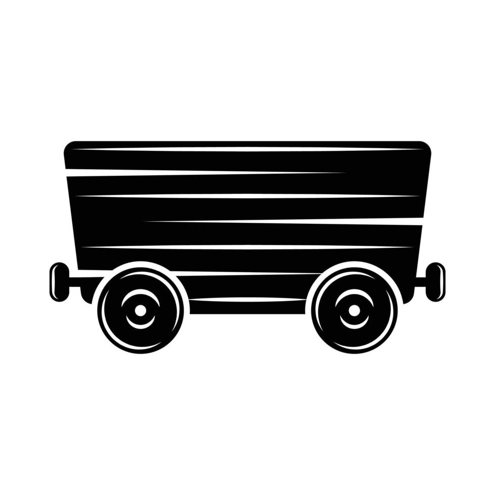 Vintage-Bergbauwagen. kann wie emblem, logo, abzeichen, etikett verwendet werden. markieren, plakatieren oder drucken. monochrome Grafik. Vektor