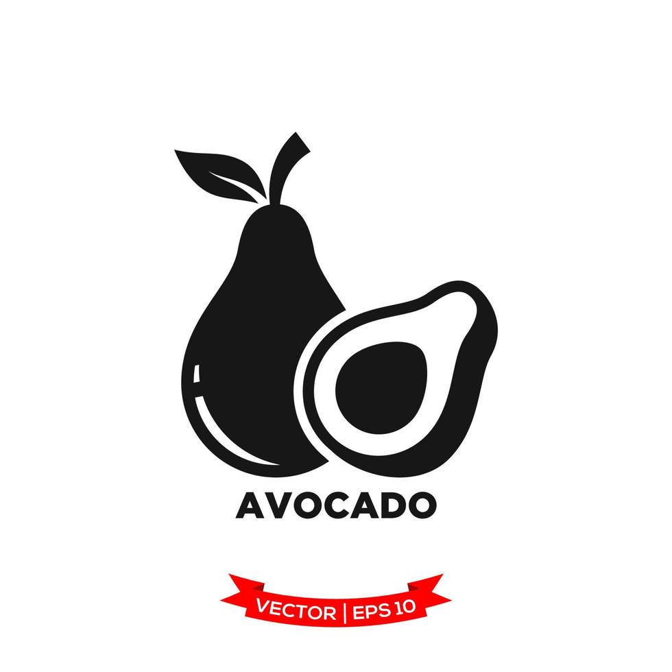 avokado illustration ikon vektor logotyp mall i treny platt design