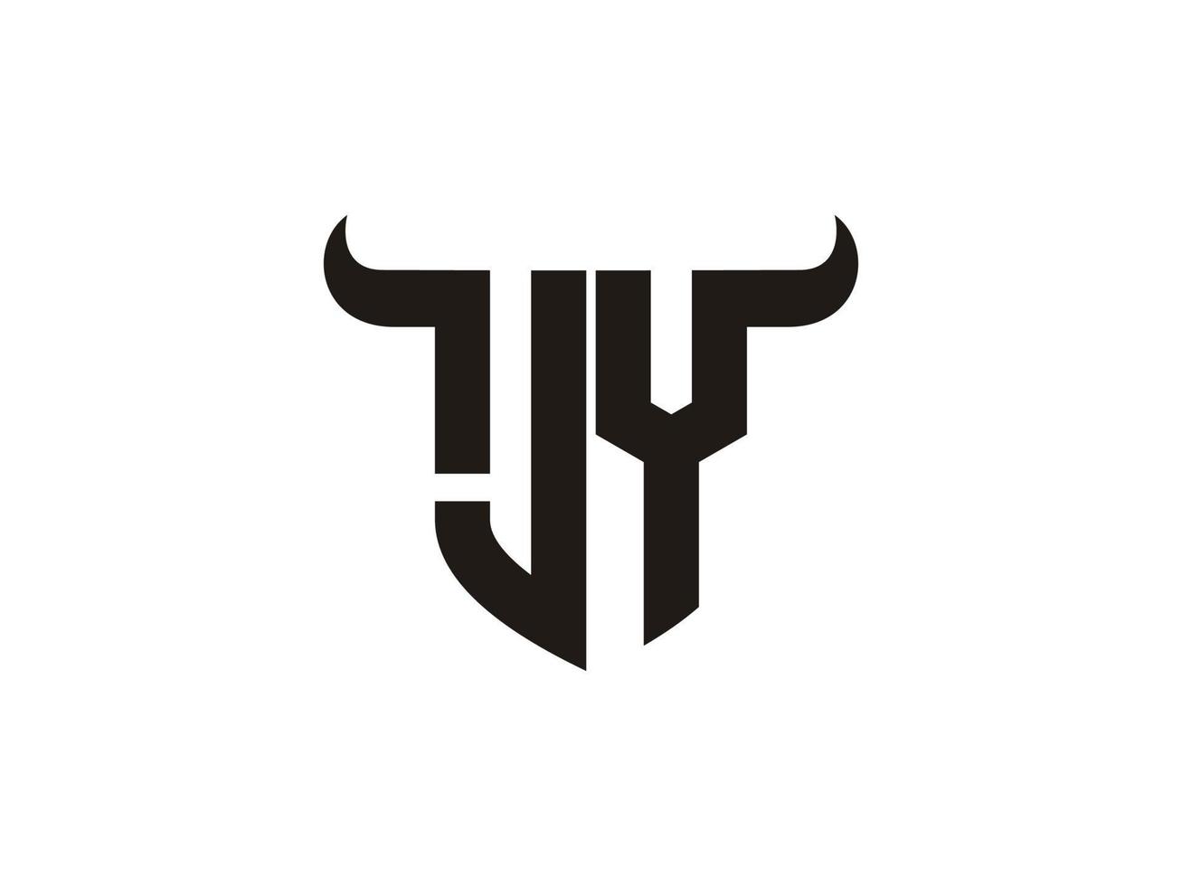 anfängliches jy bull-logo-design. vektor