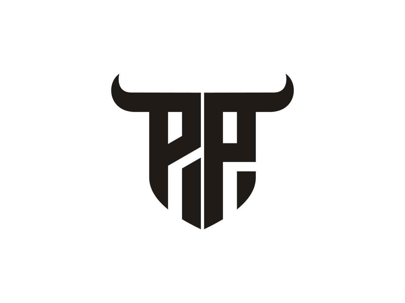 anfängliches pp-Stier-Logo-Design. vektor