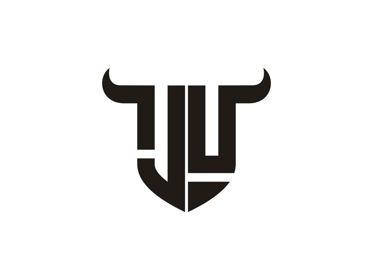 anfängliches Ju-Bull-Logo-Design. vektor