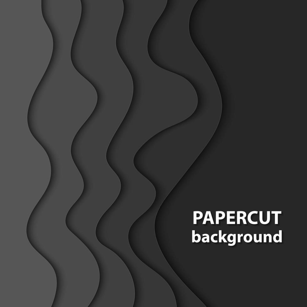 Vektorhintergrund mit schwarzen Papierschnittformen. 3D abstrakter Papierkunststil, Design-Layout für Geschäftspräsentationen, Flyer, Poster, Drucke, Dekoration, Karten, Broschüren-Cover. vektor