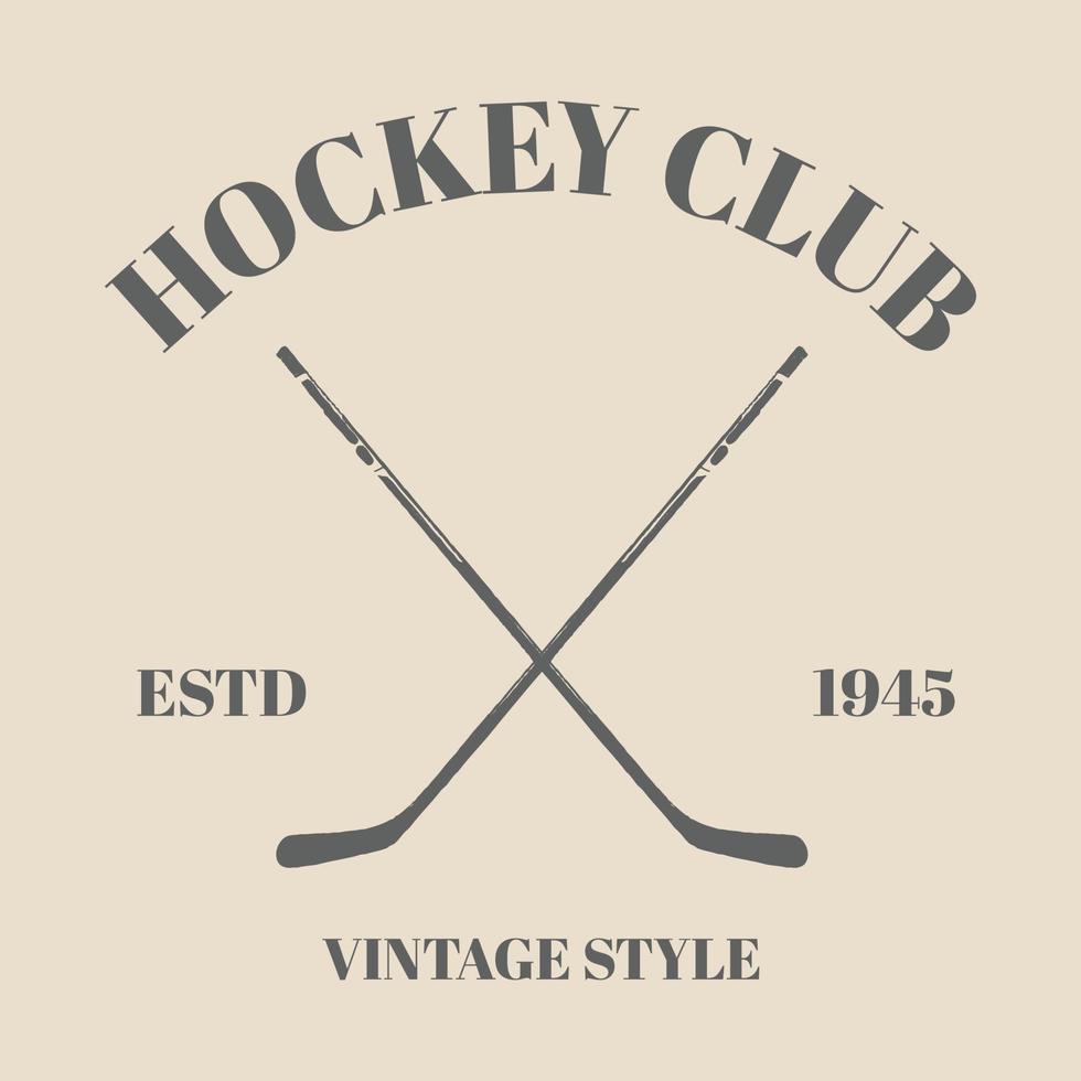 logo vintage gekreuztes hockey, logos, abzeichen, etiketten und designelemente. Grafik-Design. Vektor-Illustration. Premium-Hockey-Club-Team-Vektor-Logo-Design-Vorlage isoliert auf altem Hintergrund vektor