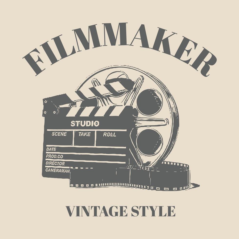 logo kino vintage retro-stil. Gestaltungselement. vorlage für logo, beschilderung, branding-design. Vektor-Illustration-Design-Vorlage-Inspiration vektor