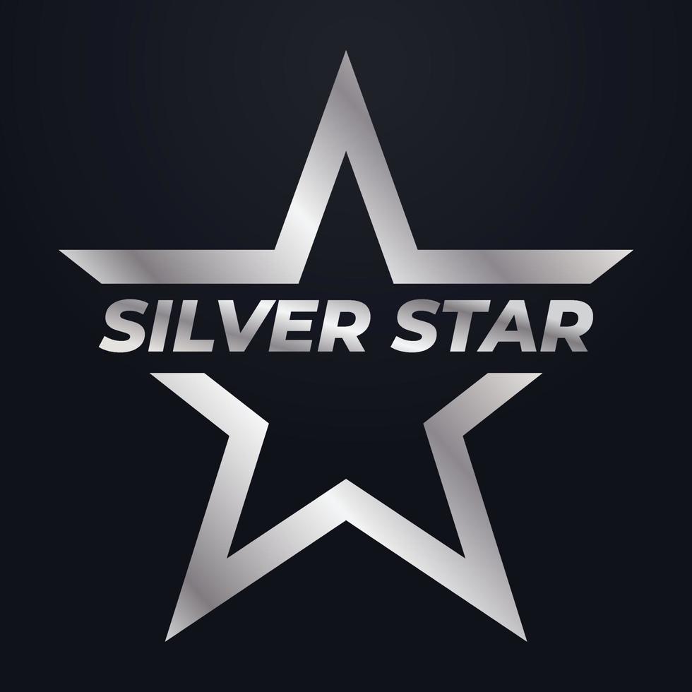 Luxus-Silber-Stern-Logo-Symbol-Vektordesign-Vorlage, elegante Stern-Logo-Designs mit schwarzem Hintergrund. eps-Vektordatei vektor