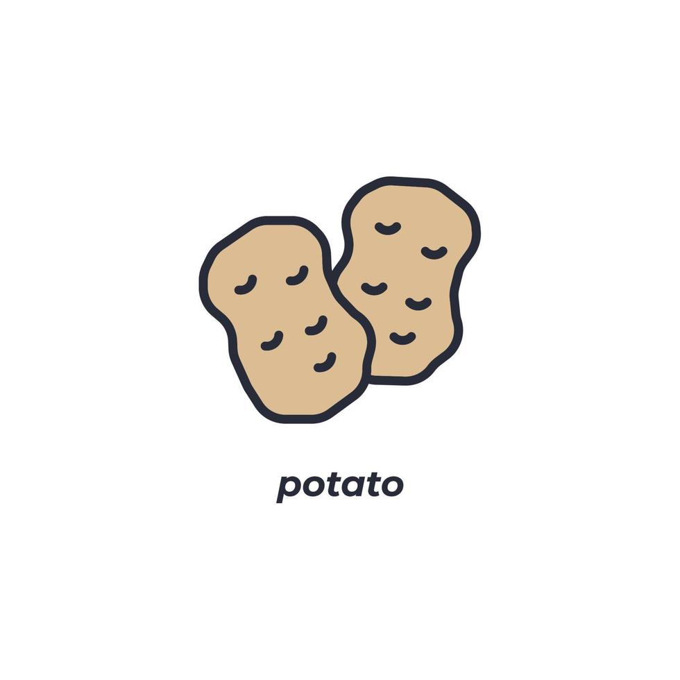Vektor-Zeichen-Kartoffel-Symbol ist auf einem weißen Hintergrund isoliert. Symbolfarbe editierbar. vektor