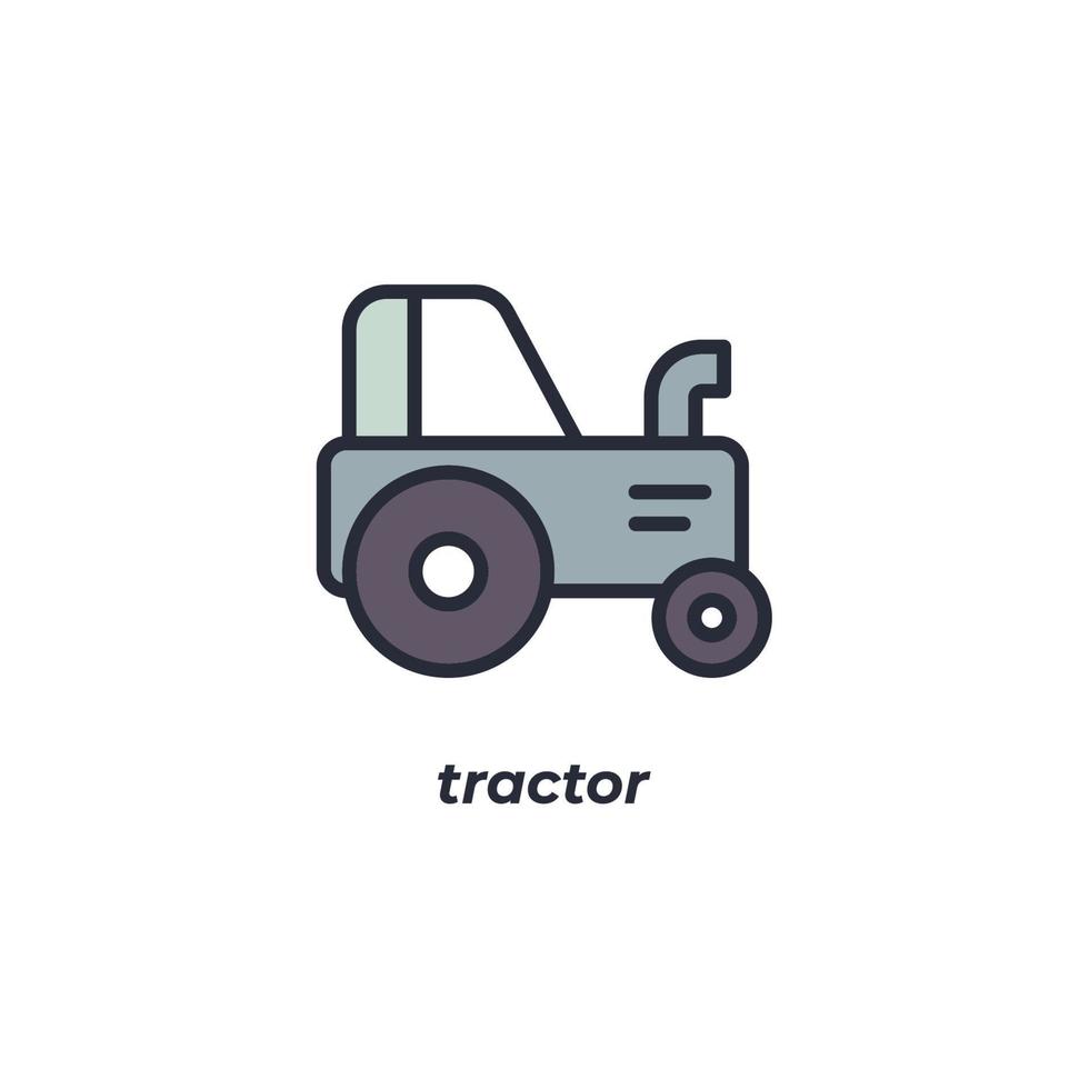 Vektorzeichen-Traktorsymbol wird auf einem weißen Hintergrund lokalisiert. Symbolfarbe editierbar. vektor