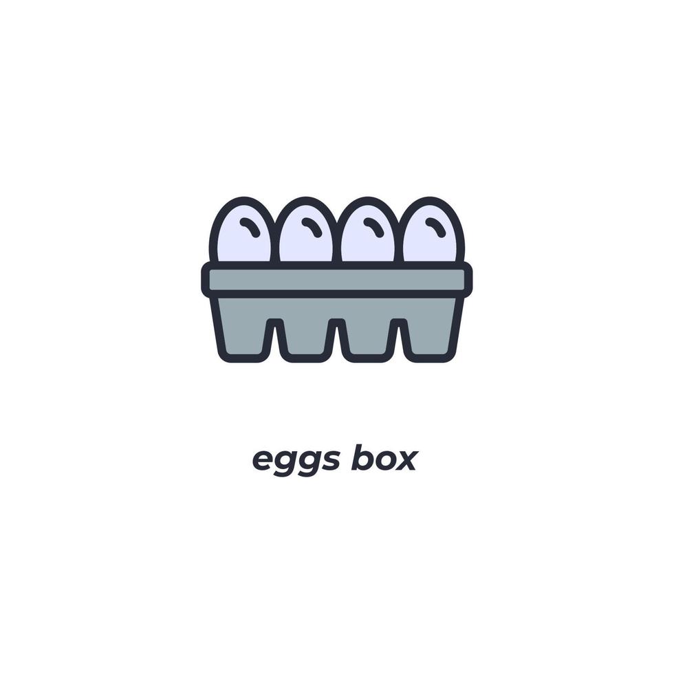 Vektor-Zeichen-Eier-Box-Symbol ist auf einem weißen Hintergrund isoliert. Symbolfarbe editierbar. vektor
