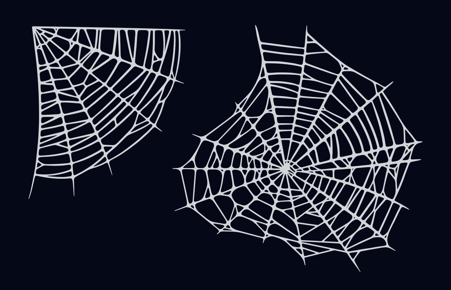 Spinnennetz-Set isoliert auf schwarzem Hintergrund. gruselige Halloween-Spinnenweben. Vektor-Illustration vektor