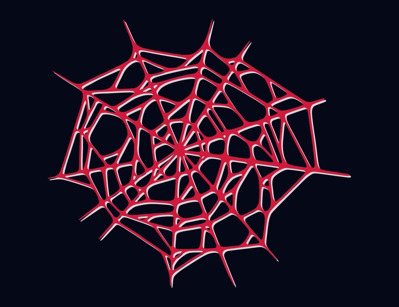 Spindel webb isolerat på mörk bakgrund. läskigt halloween spindelväv med röd trådar. vektor illustration