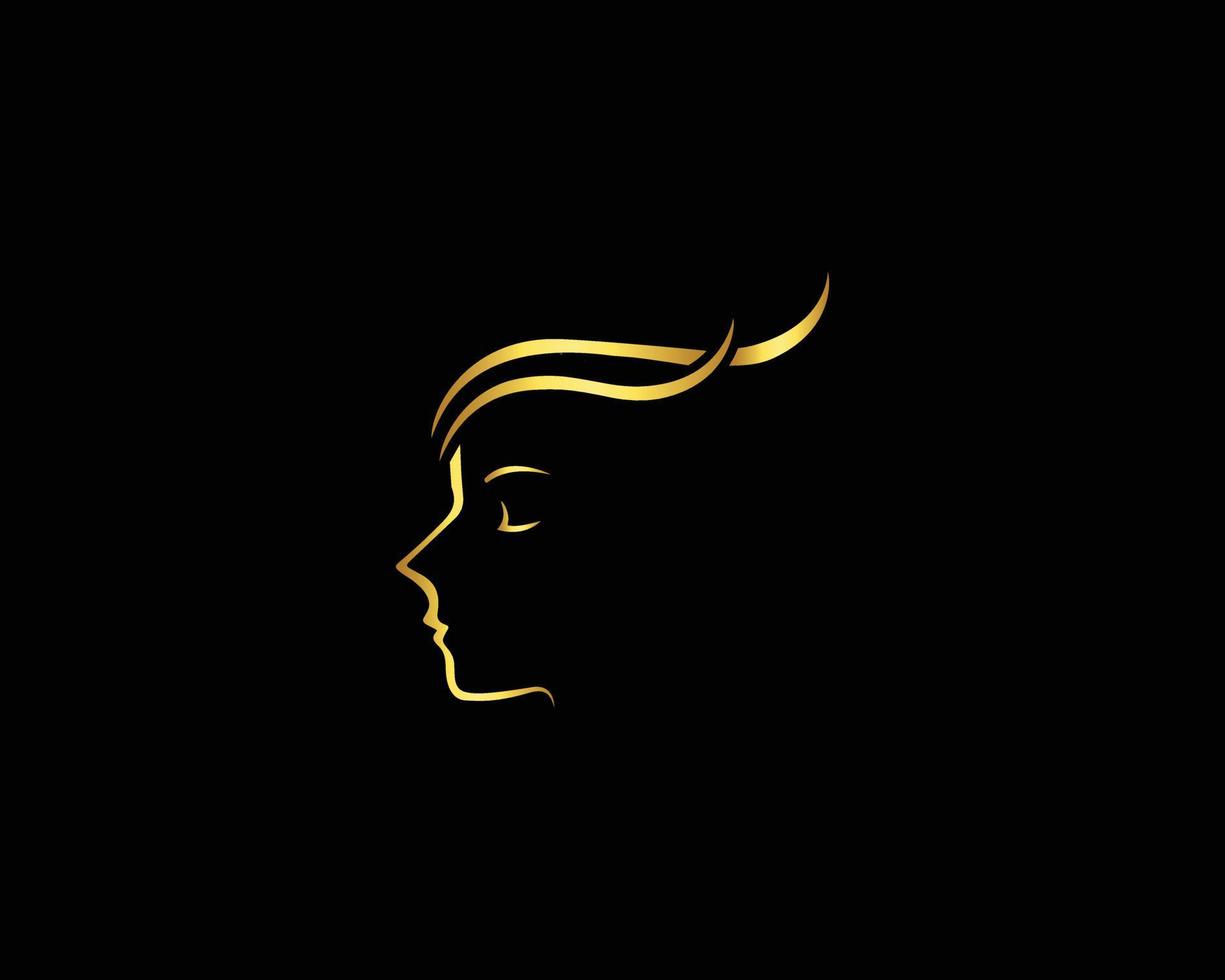 kreative Frau Friseursalon und Hautpflege Gold Farbverlauf Logo Design Vektor Icon.