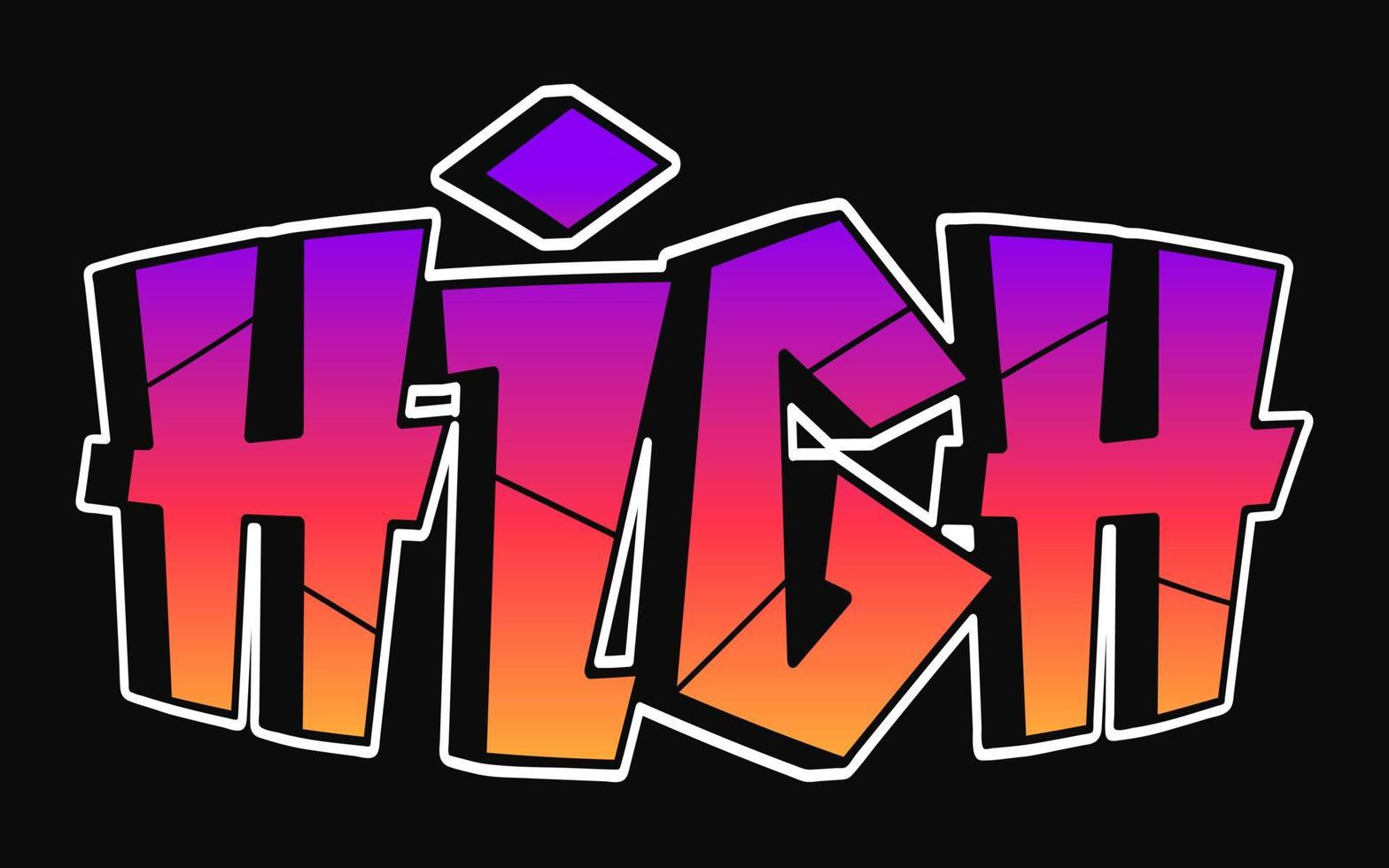 hög ord trippy psychedelic graffiti stil bokstäver.vektor hand dragen klotter tecknad serie logotyp hög illustration. rolig Häftigt trippy brev, mode, graffiti stil skriva ut för t-shirt, affisch begrepp vektor