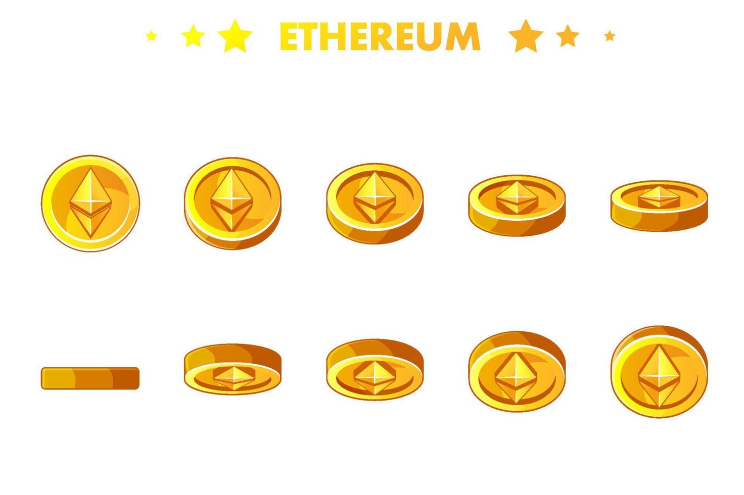 vektor animering guld ethereum steg förbi steg mynt. kryptovaluta, ethereum internet valuta av de framtida