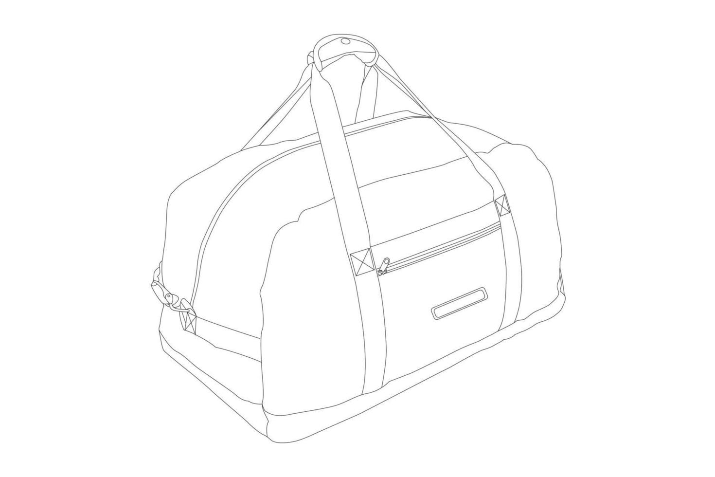 Line Art Duffle Reisetasche mit weißem Hintergrund vektor