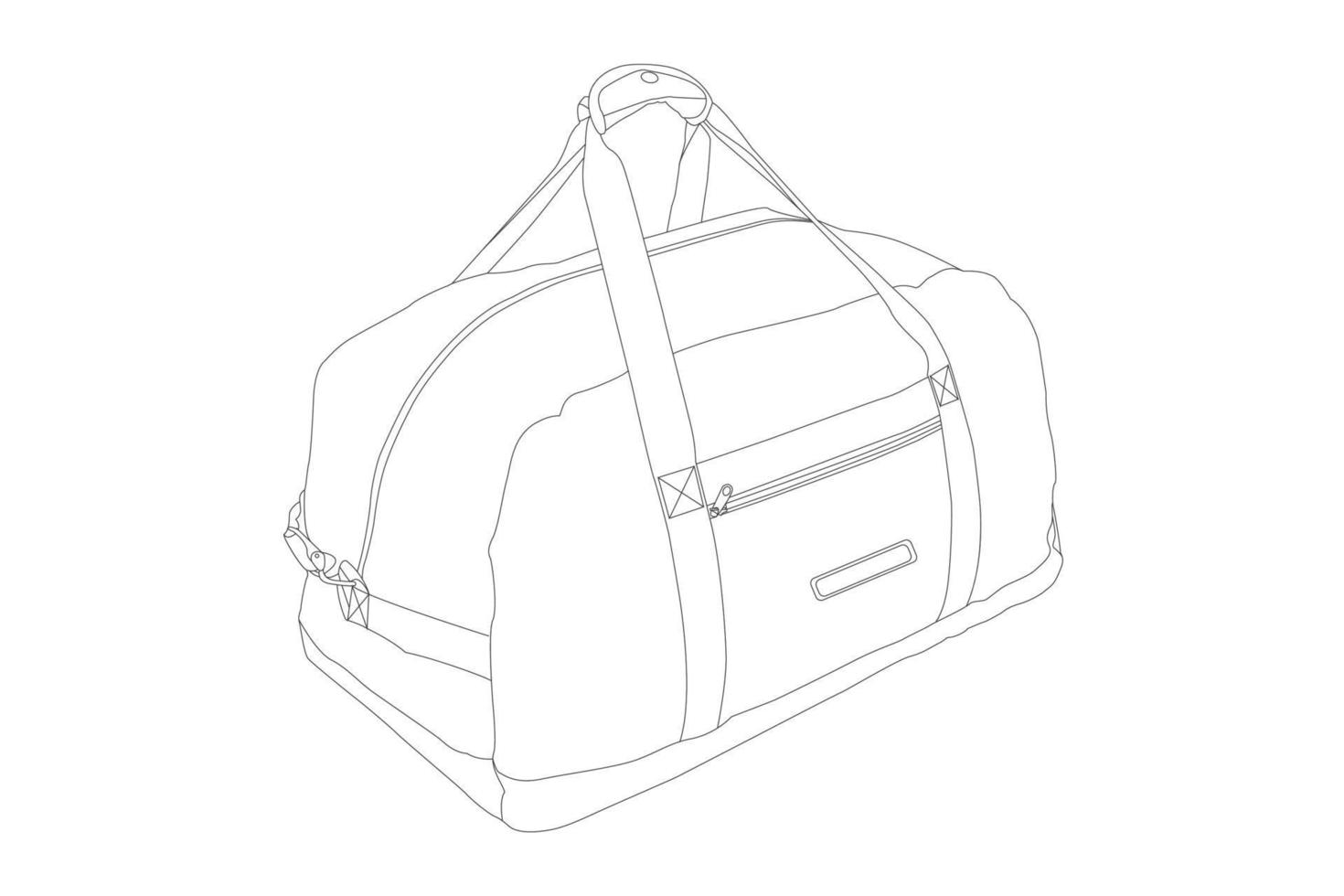 linje konst duffel resa väska med vit bakgrund vektor