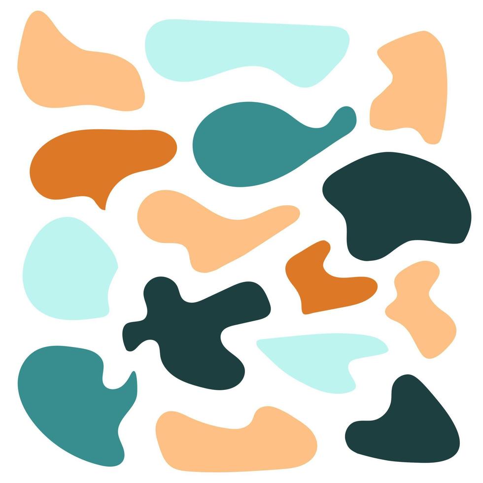 orange och blå sömlös mönster. hand dragen olika former och klotter objekt. abstrakt samtida modern trendig vektor illustration. stämpel textur. varje mönster är isolerat. vektor illustration