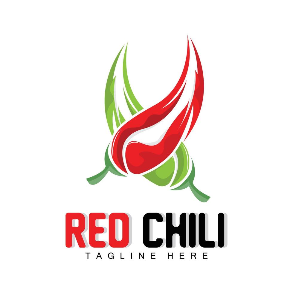 rotes Chili-Logo, scharfer Chili-Pfeffer-Vektor, Chili-Gartenhaus-Illustration, Firmen-Produktmarken-Illustration vektor