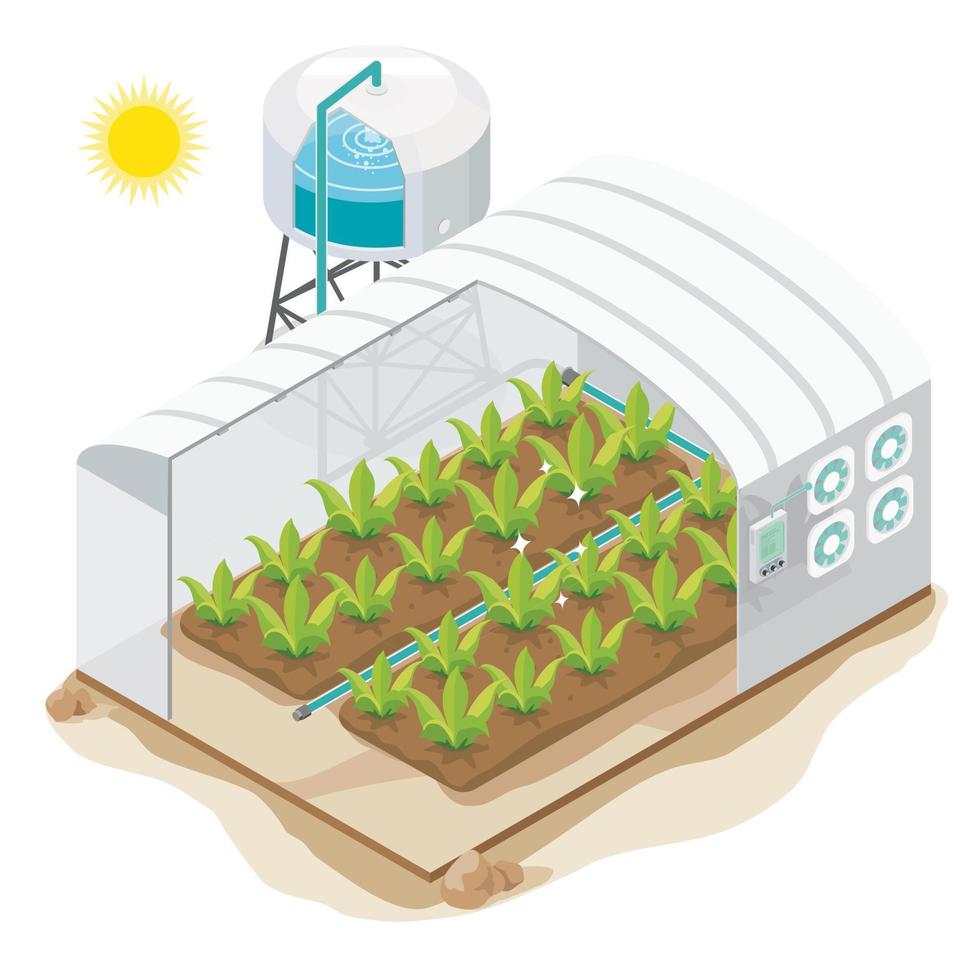 bio-pflanzenfabriksystem landwirtschaft isometrisch vektor