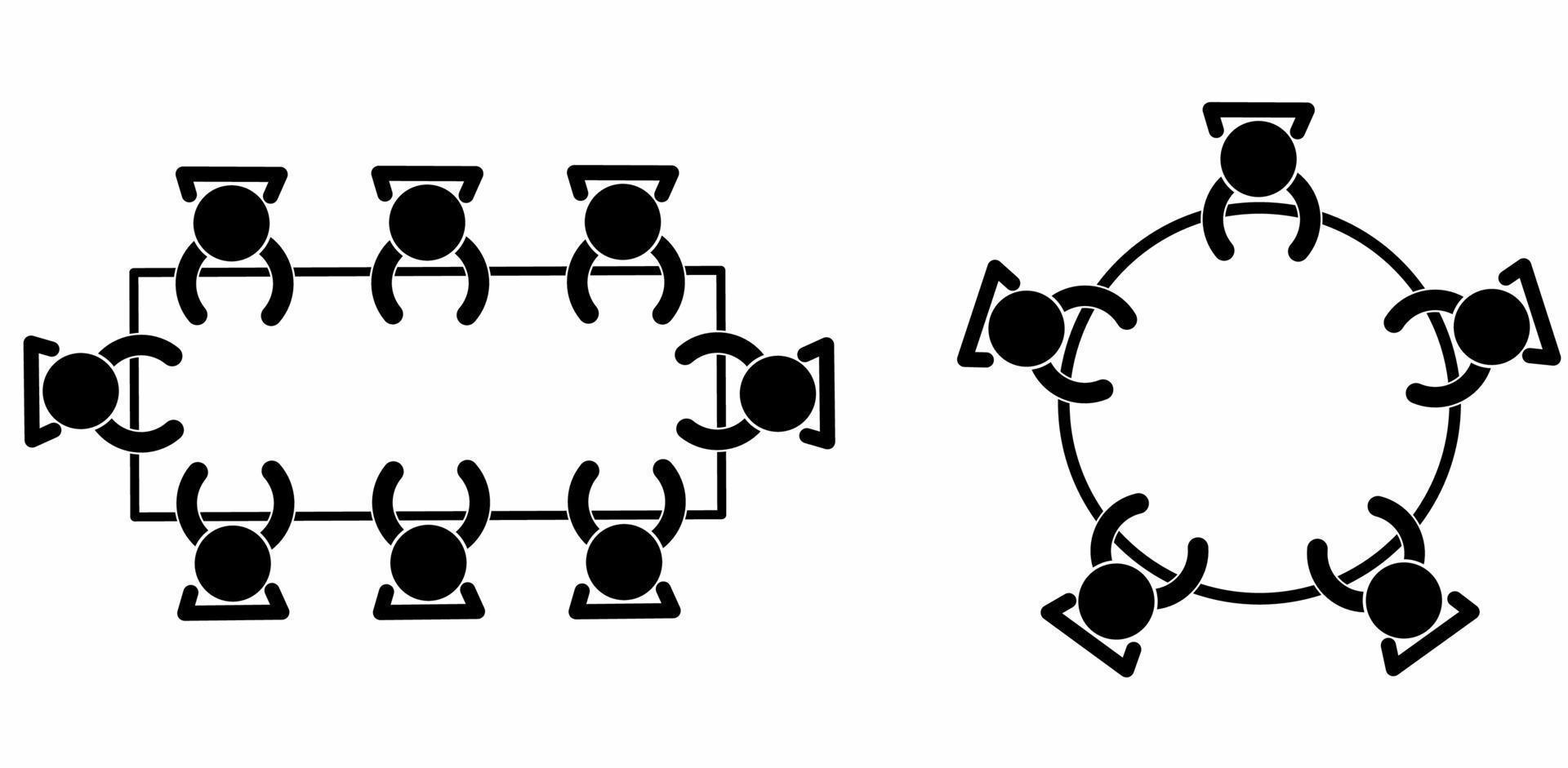 Sitzungs- oder Diskussionsikonensatz lokalisiert auf weißem Hintergrund Teamwork-Ikonen-Vektorillustration vektor