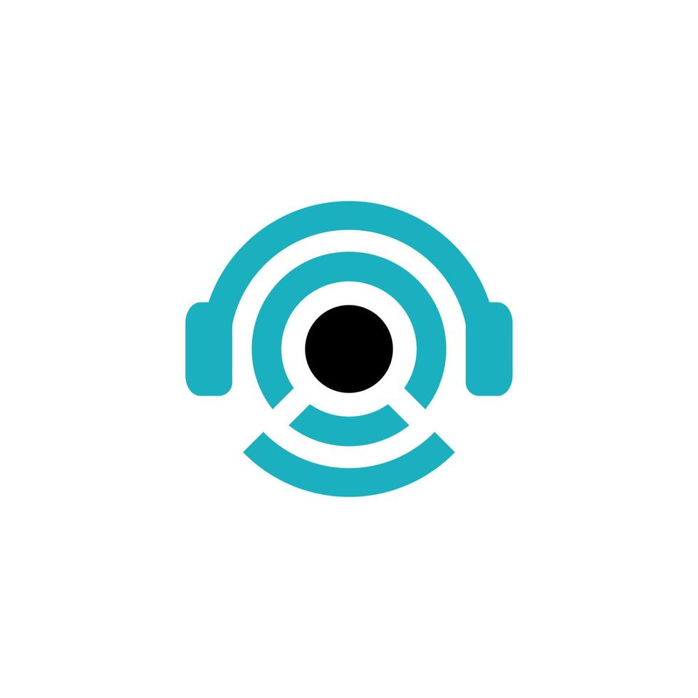 Kopfhörer-DJ, Musikstudio-Aufnahme, Logo-Design-Inspiration vektor