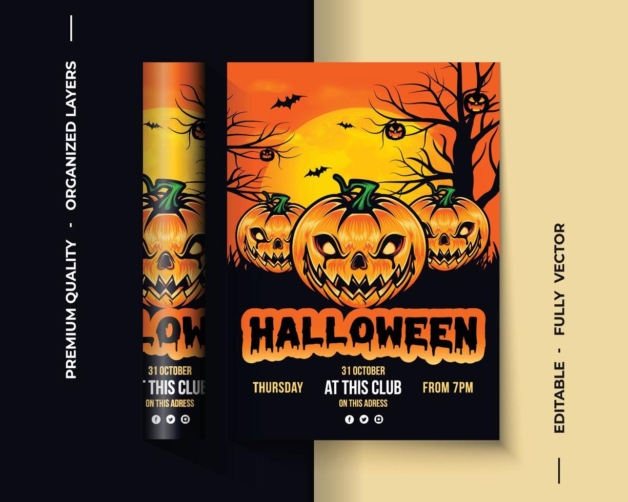 Vektor-Flyer-Design für das traditionelle Halloween-Festival vektor