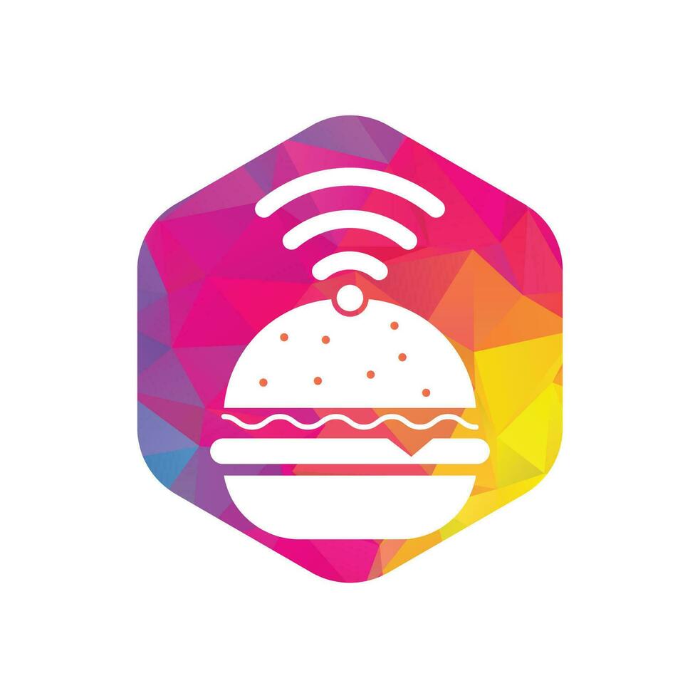 wiFi burger logotyp design vektor ikon. hamburgare och wiFi signal symbol eller ikon.