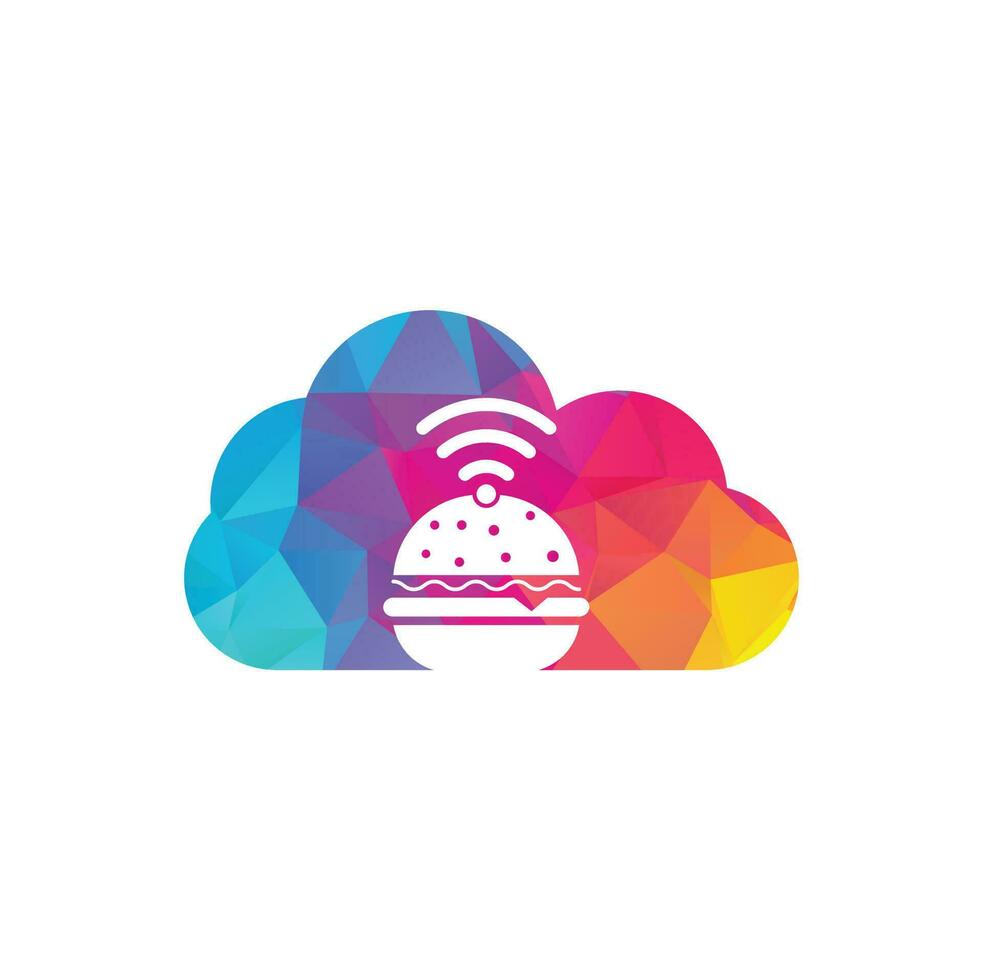 wiFi burger moln form logotyp design vektor ikon. hamburgare och wiFi signal symbol eller ikon.