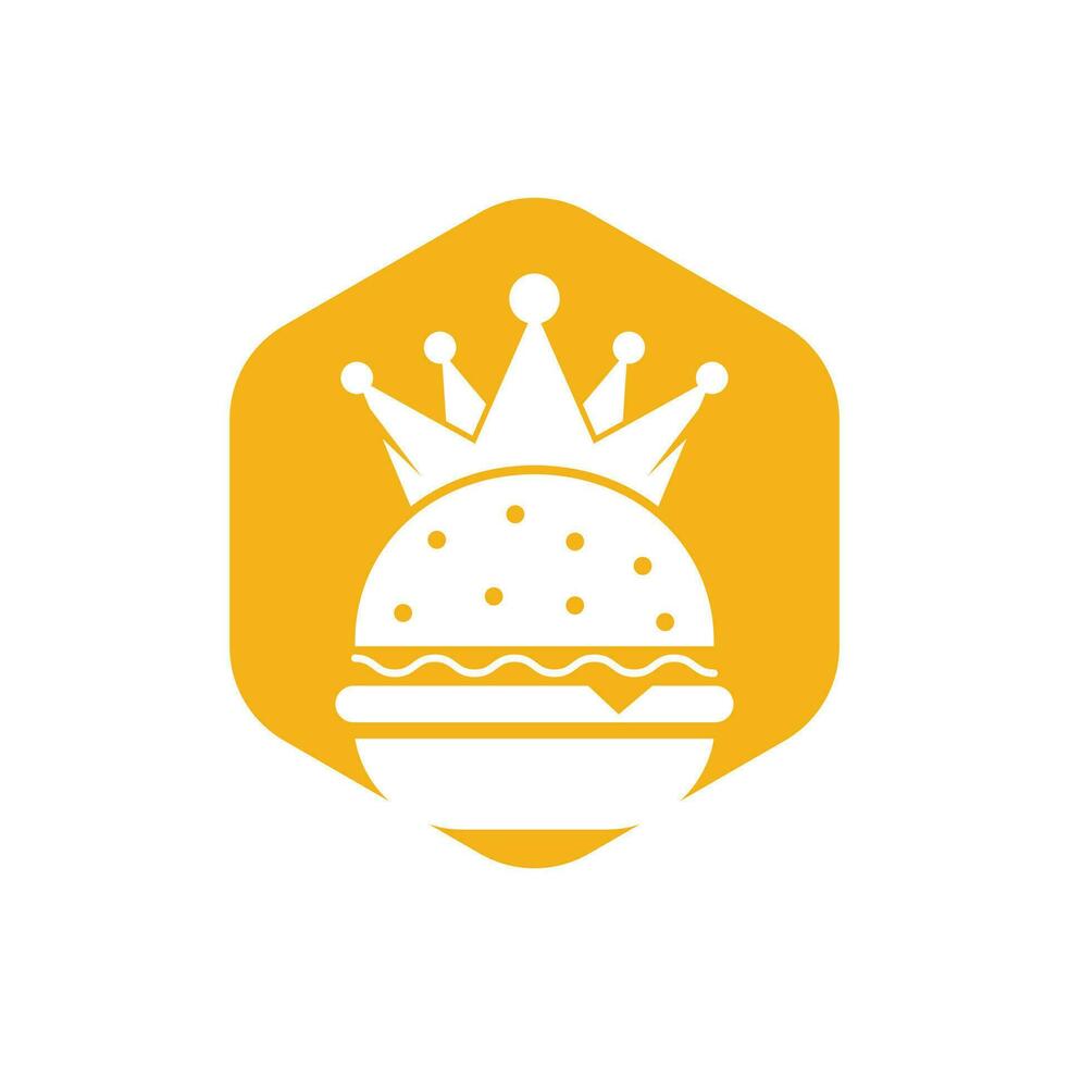 burger kung vektor logotyp design. burger med krona ikon logotyp begrepp.