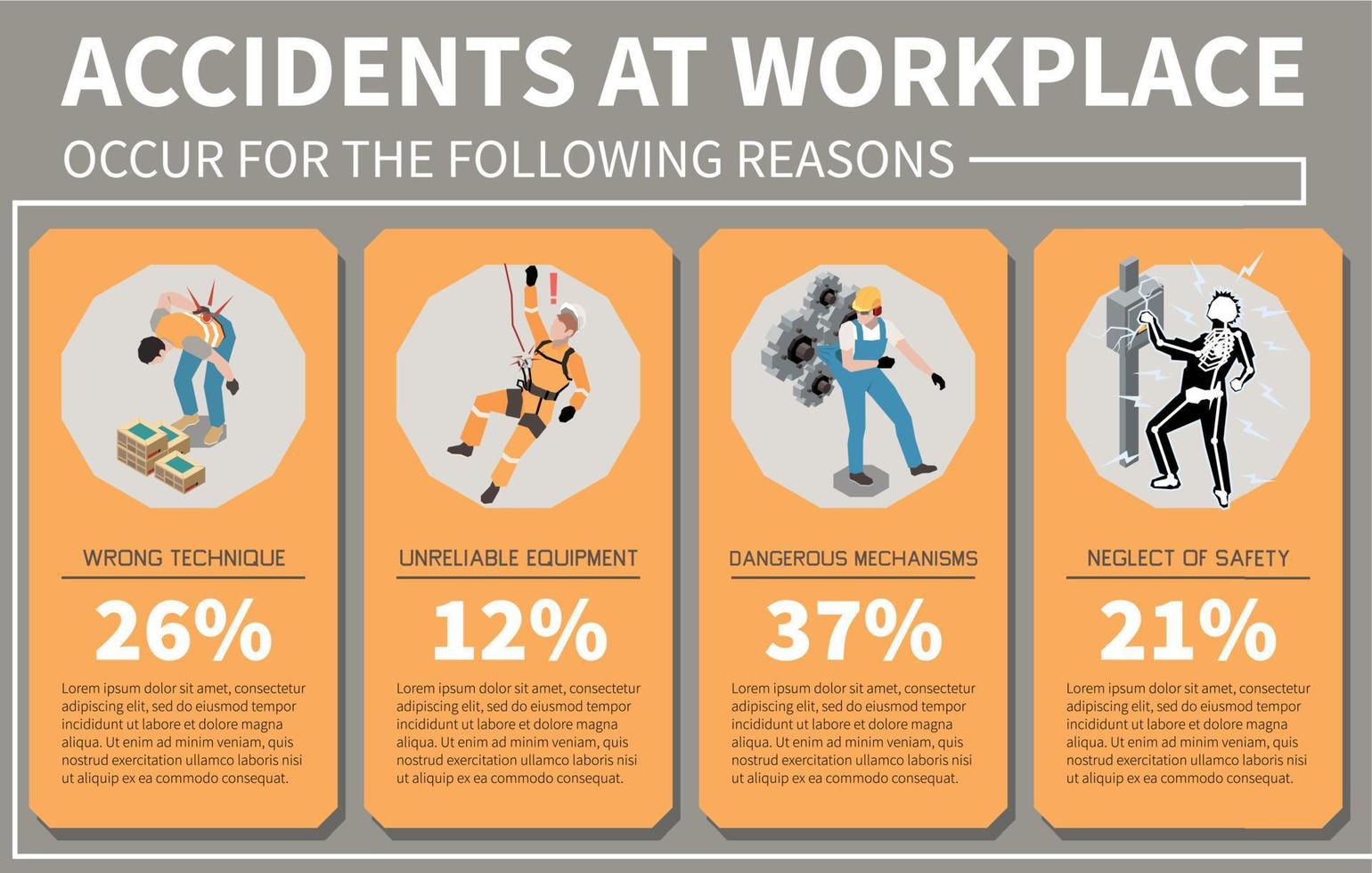 arbetsplats olyckor infographics vektor
