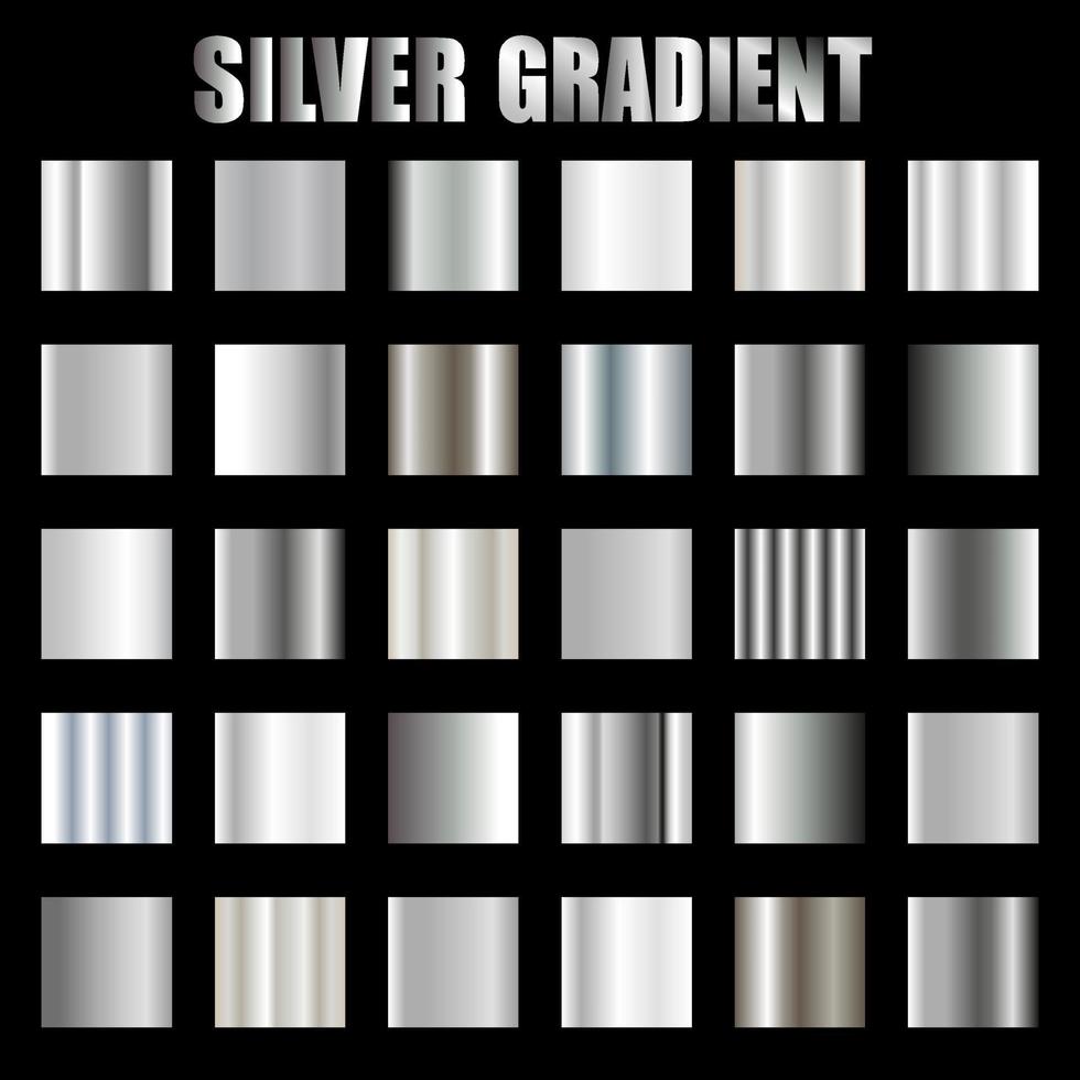 metallisk textur silver- lutning uppsättning vektor